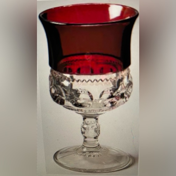 Tiffin-Franciscan Kings Crown Thumbprint Ruby Flashed Water Goblet Set of 4 - Picture 6 of 7